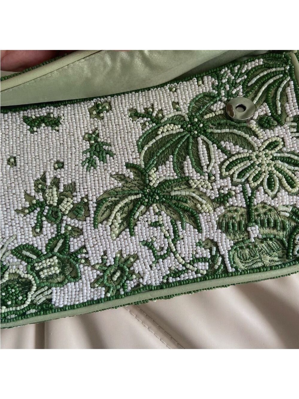 RARE Staud Tommy Beaded Bag - Green and‎ White NWT - Picture 6 of 10